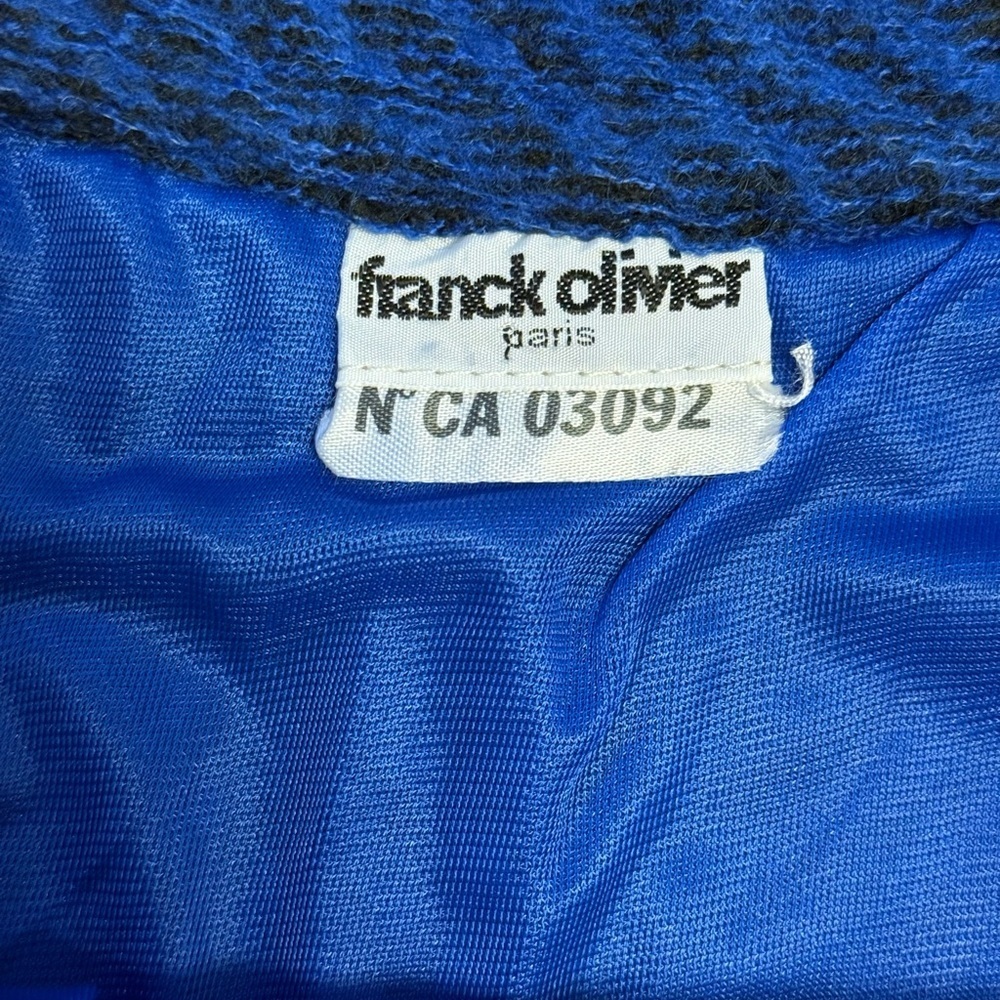 Vintage Franck Olivier Paris Eclectic Blue Women's Wool Mohair Skirt Retro Sz.M - Picture 3 of 8